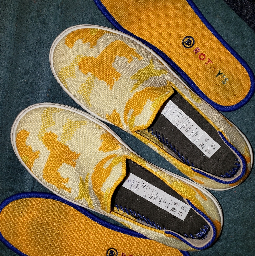 Rothy's Yellow Puppy Camo Sneaker